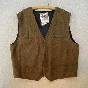 Schaefer Outfitter Size XL Vintage Brown Wool Blend Western Style Vest • USA